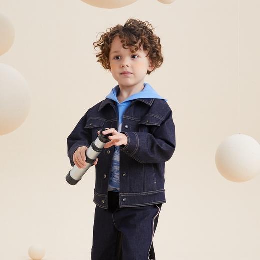 谜底童装21秋新款H型中款外套经典复古的牛仔上衣213KW2216 商品图3