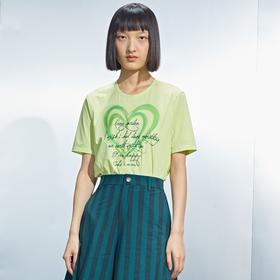 MIIDII/谜底短袖T恤女21夏新品兔八哥荧光印花休闲运动212MT0785