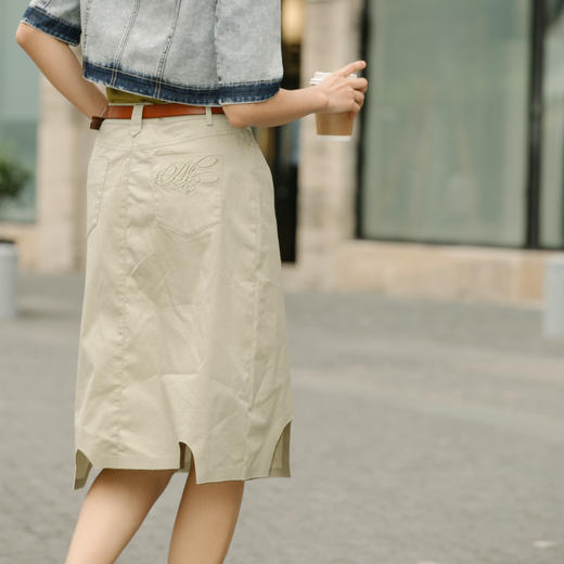 MIIDII/谜底中长半身裙21夏新品下摆不规划设计时尚文艺212MB0789 商品图1