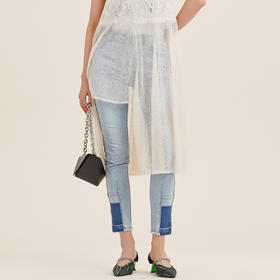 MIIDII/谜底21夏新品简约易搭洗水磨白紧身牛仔裤女212MK0709