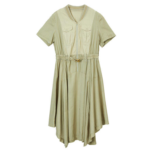 MIIDII/谜底连衣裙21夏新品复古棒球领收腰不规则下摆212ML0859 商品图4