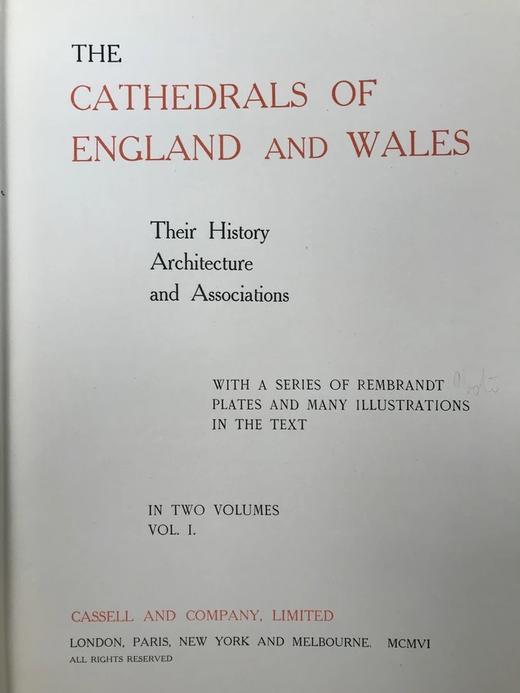 1906年 英格兰与威尔士教堂史（全2卷） 数百幅伦勃朗手绘与照片 漆布精装大16开 商品图3