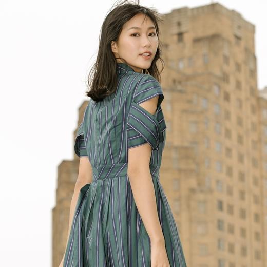 MIIDII/谜底连衣裙21夏新品结构设计收腰条纹复古文艺212ML0807 商品图2