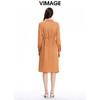 VIMAGE纬漫纪夏季新款系带束腰优雅纯色显瘦连衣裙V1607246 商品缩略图4
