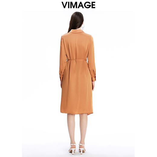 VIMAGE纬漫纪夏季新款系带束腰优雅纯色显瘦连衣裙V1607246 商品图4