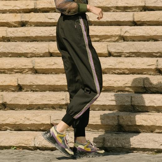谜底休闲裤2021秋季新款侧缝撞色拼接松紧腰束脚长裤女213MK1765 商品图1