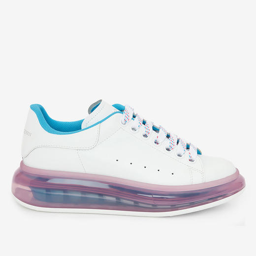 ALEXANDER MCQUEEN 亚历山大麦昆 女士小牛皮白尾气垫粉色休闲运动鞋 白色 666893 WHYBY 9468 商品图0