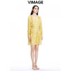 VIMAGE纬漫纪秋季新品V领简约时尚长袖高腰优雅连衣裙V1607209 商品缩略图1