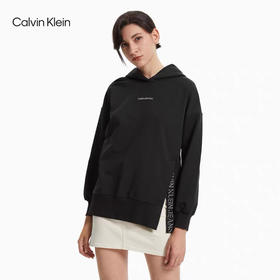 CK Jeans 2021秋冬新款女装时尚立体印花织带套头连帽卫衣J217431