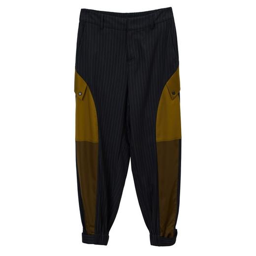 谜底2021秋季新款复古条纹撞色拼接萝卜裤休闲长裤女213MK1740 商品图4