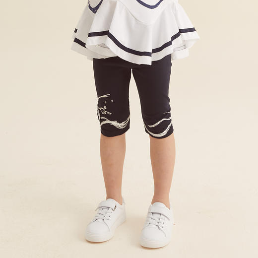 谜底童装21夏新款6分造型打底裤舒适艾草面料印花打底裤212KK1474 商品图0