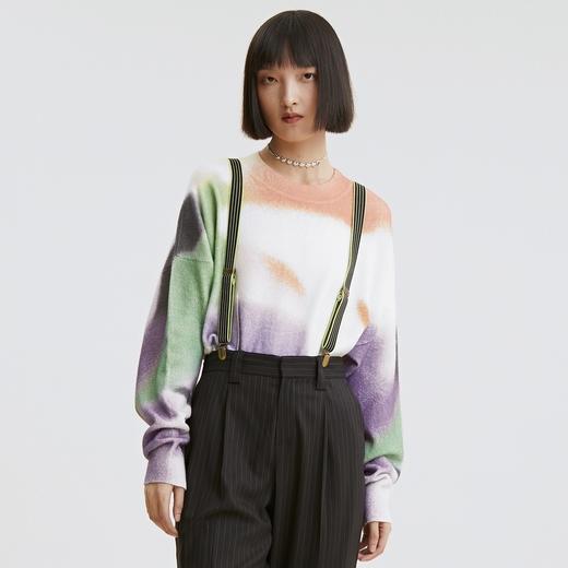 谜底2021秋季新款休闲宽松圆领落肩长袖套头针织衫女213MZ2004 商品图0