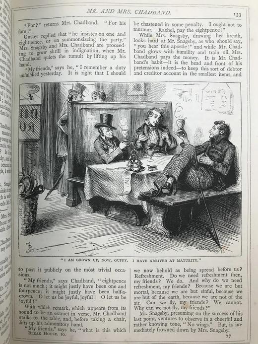 约19世纪后期 狄更斯《荒凉山庄/老古玩店》 100幅插图（含套色版画） 皮装16开 商品图12