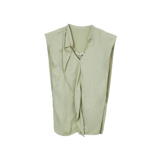 MIIDII/谜底无袖衬衫女21夏新款垫肩可拆卸珍珠链背心212MC0899 商品图4