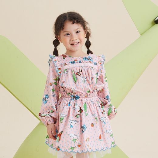 谜底童装21秋新款A型纯棉宽松衬衣纯棉花瓣型绣花衬衫213KC2278 商品图3