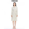 VIMAGE纬漫纪秋季新款系带束腰优雅纯色显瘦连衣裙V1607210 商品缩略图0