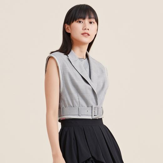 MIIDII/谜底21夏新品个性帅西装领修身短款马甲外套女212MM0776 商品图3