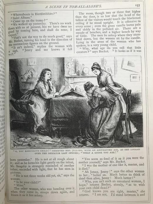 约19世纪后期 狄更斯《荒凉山庄/老古玩店》 100幅插图（含套色版画） 皮装16开 商品图10