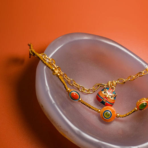 女巫店原创设计银镀金双层平安福气手绳手链 商品图0