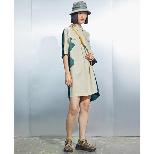 MIIDII/谜底21夏新品复古文艺撞色拼接H型翻领连衣裙212ML0904 商品图1