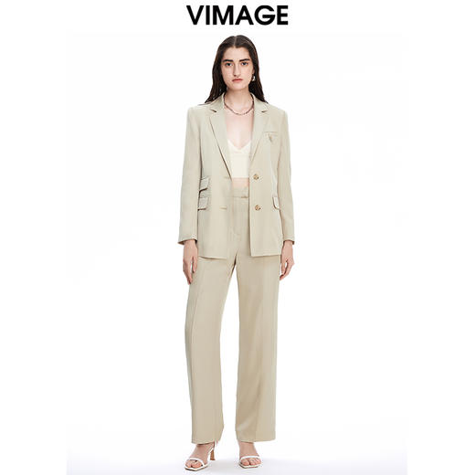 VIMAGE纬漫纪秋季新款修身显瘦百搭直筒西装裤子休闲裤V1605204裤子 商品图0