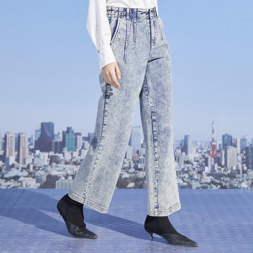 MIIDII/谜底新品摩登复古高腰直筒宽松阔腿牛仔裤女211MK0015 商品图1