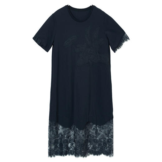 MIIDII/谜底连衣裙21夏新品复古浪漫拼接蕾丝H型T恤裙212ML0731 商品图4