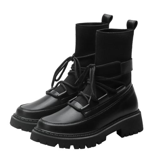 妃伊斯 炸街黑色拼接款短靴 商品图4