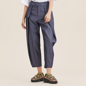 MIIDII/谜底21夏新品大气时尚细条纹萝卜裤休闲西裤女212MK0948