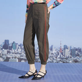 MIIDII/谜底新品复古格纹休闲九分裤束脚萝卜裤女211MK0020