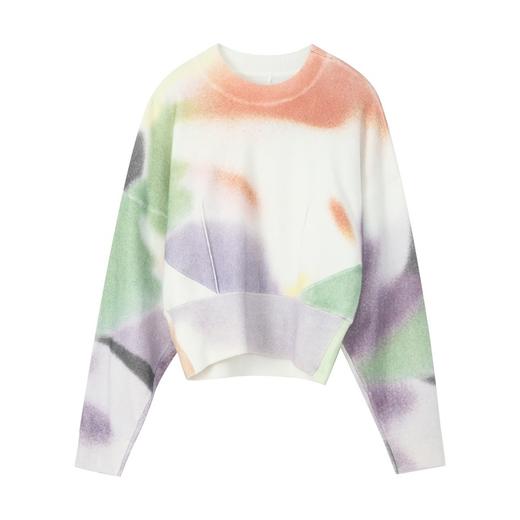 谜底2021秋季新款休闲宽松圆领落肩长袖套头针织衫女213MZ2004 商品图4