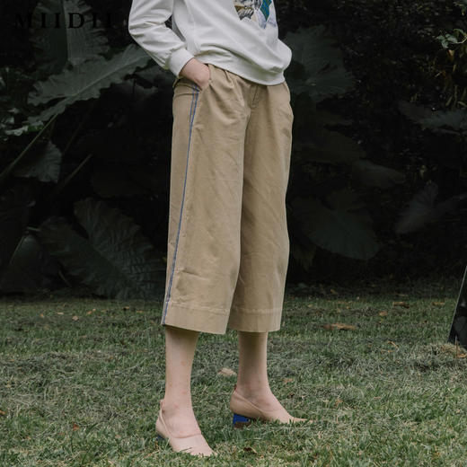 【商场同款】谜底20春新品复古运动八分阔腿裤休闲裤女201MK0062 眉眼之间 商品图0