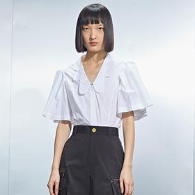 MIIDII/谜底21夏新品前卫时髦夸张灯笼袖收腰白衬衫女212MC0931