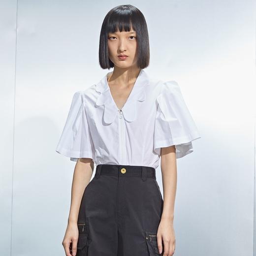 MIIDII/谜底21夏新品前卫时髦夸张灯笼袖收腰白衬衫女212MC0931 商品图0