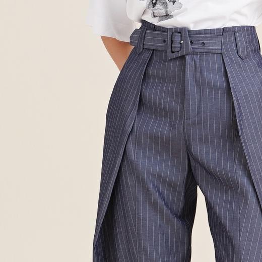 MIIDII/谜底21夏新品大气时尚细条纹萝卜裤休闲西裤女212MK0948 商品图4