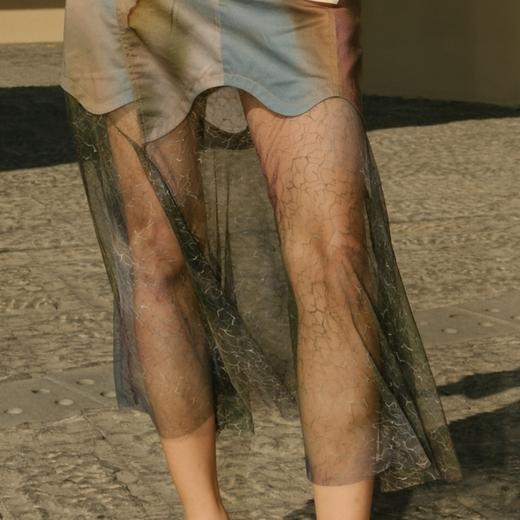 谜底半身裙2021秋季新款复古浪漫高腰拼接蕾丝裙213MB1780 商品图3