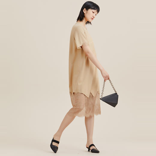 MIIDII/谜底连衣裙21夏新品复古浪漫拼接蕾丝H型T恤裙212ML0731 商品图1