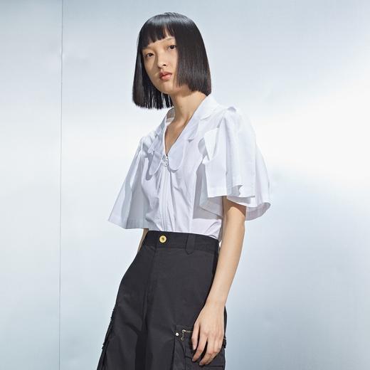 MIIDII/谜底21夏新品前卫时髦夸张灯笼袖收腰白衬衫女212MC0931 商品图1