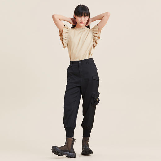 MIIDII/谜底醋酸宽松萝卜裤女21夏新品工装感休闲裤女212MK0744 商品图3