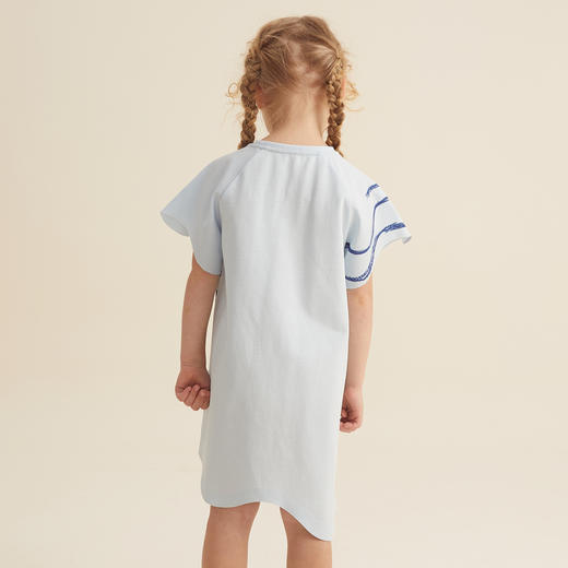 谜底童装21夏新款A型中长款连衣裙针织小鱼印花连衣裙212KL1445 商品图2