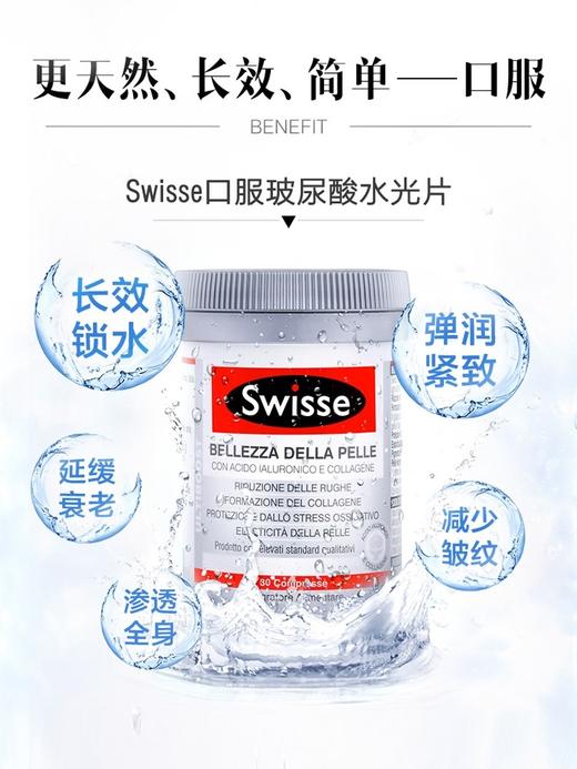 现货   意大利Swisse斯维诗口服玻尿酸胶原蛋白肽水光片30粒  21天水光肌 商品图3