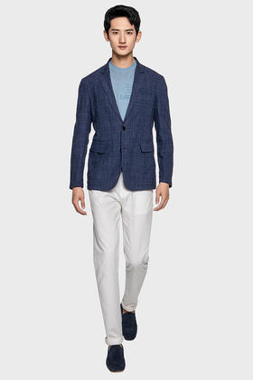 callisto蓝色亚麻混纺休闲便西  SPFJK071BL