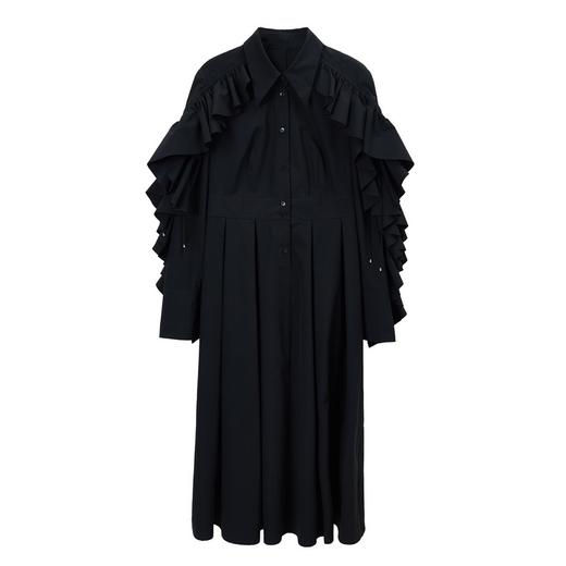 谜底2021秋季新款高端系列法式尖领荷叶袖收腰连衣裙213GL1803 商品图4