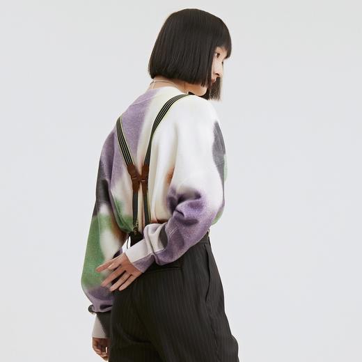 谜底2021秋季新款休闲宽松圆领落肩长袖套头针织衫女213MZ2004 商品图2