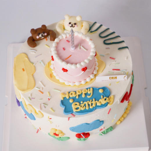 ins风奶油霜手绘蛋糕 商品图1