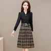 YWE  KED17809围巾领气质优雅格子连衣裙 商品缩略图1