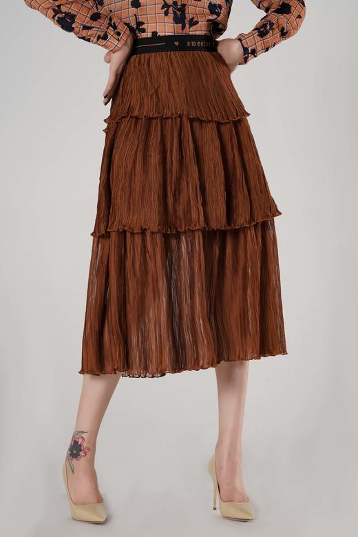 臣禾 松紧高腰压褶半身裙9213034276 商品图3