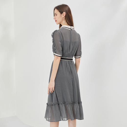 QF83D斯尔丽瑟俪2021年夏季新品撞色领收腰大摆五分袖连衣裙 商品图1