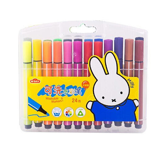 晨光三角杆可洗水彩笔米菲24色FCP90183儿童学生幼儿园美术绘画宝宝涂鸦笔彩色水笔 商品图0