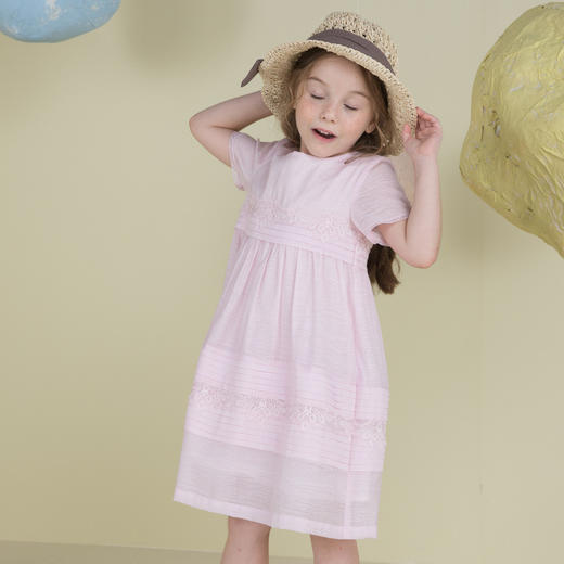 谜底童装20夏新款女童娃娃公主短袖连衣裙宝宝花边裙子202KL0722 商品图4
